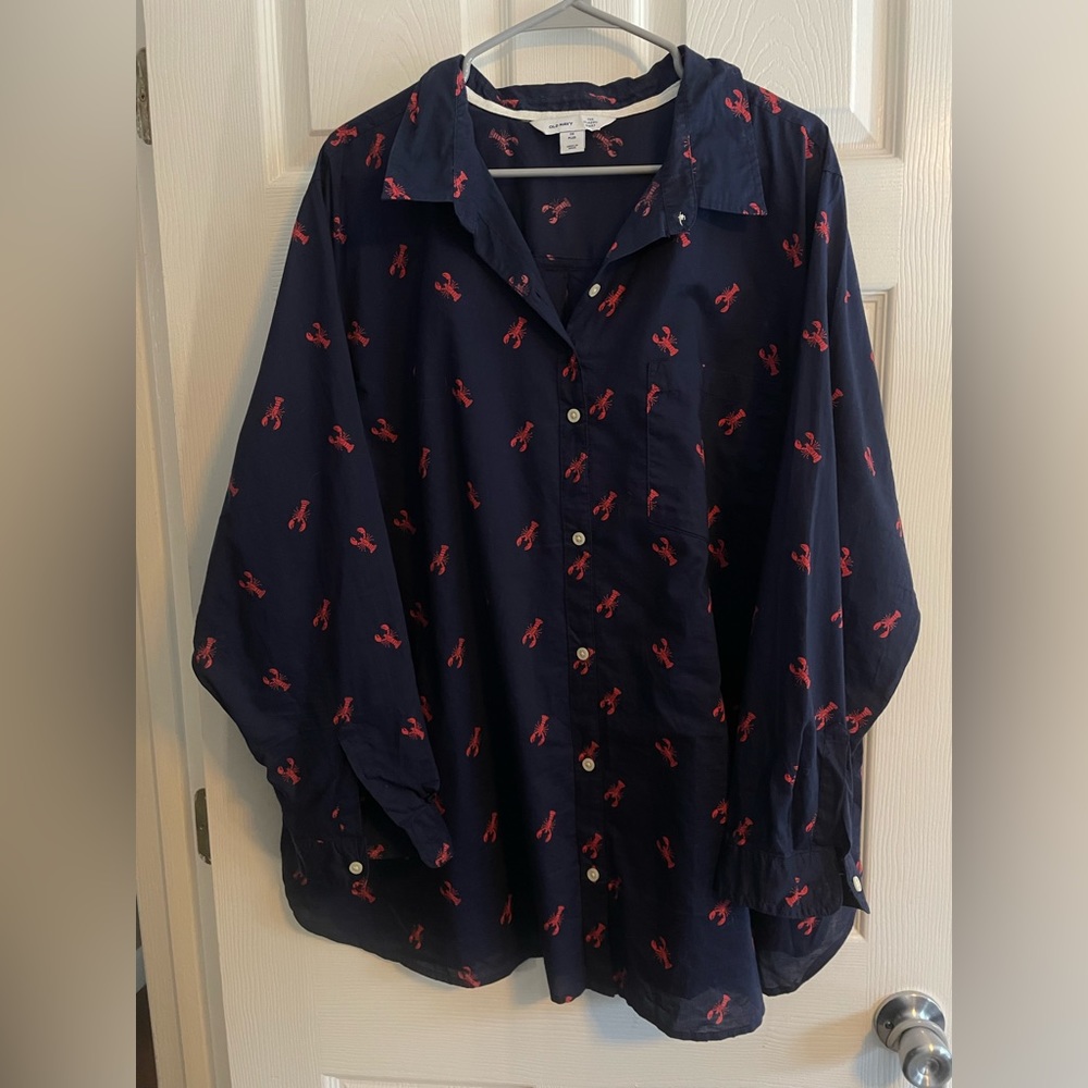 Old Navy lobster button down classic blouse 3x